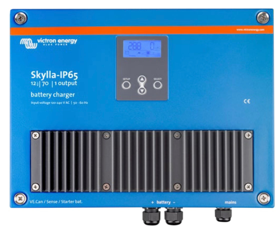 Battery Charger, 12 Volt, 70 Amp Victron Skylla-IP65 12/70(1+1) 120-240V