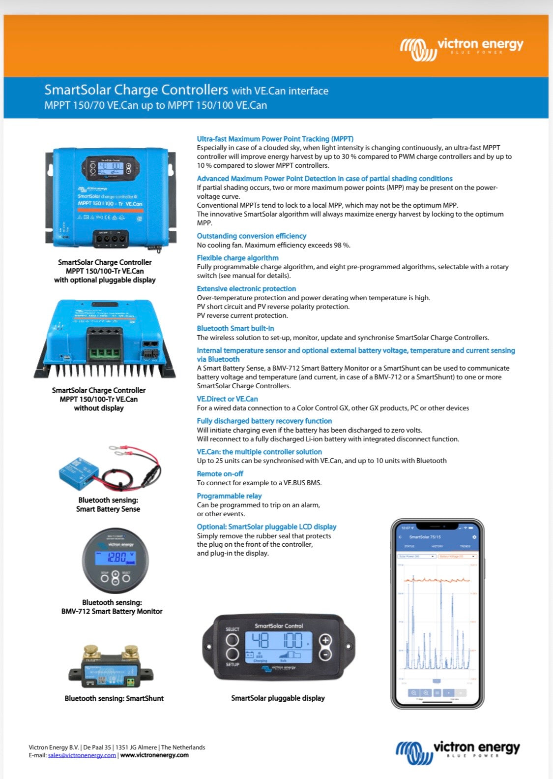 MPPT 100 amp, 12, 24 or 48 volt solar regulator SMART MPPT 150/100