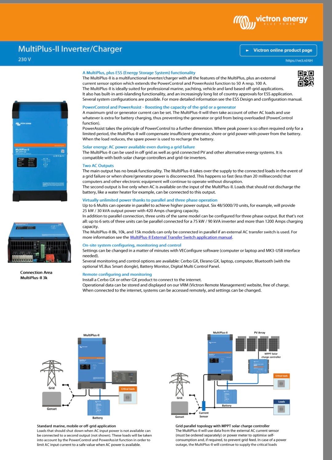 Victron Multiplus-II 5000 va, 12 volt inverter/Charger   12/5000/220-50