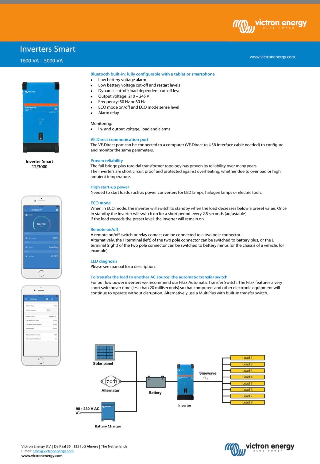 10000 watt surge 24 volt Pure sine wave inverter - Victron Phoenix 5000/24