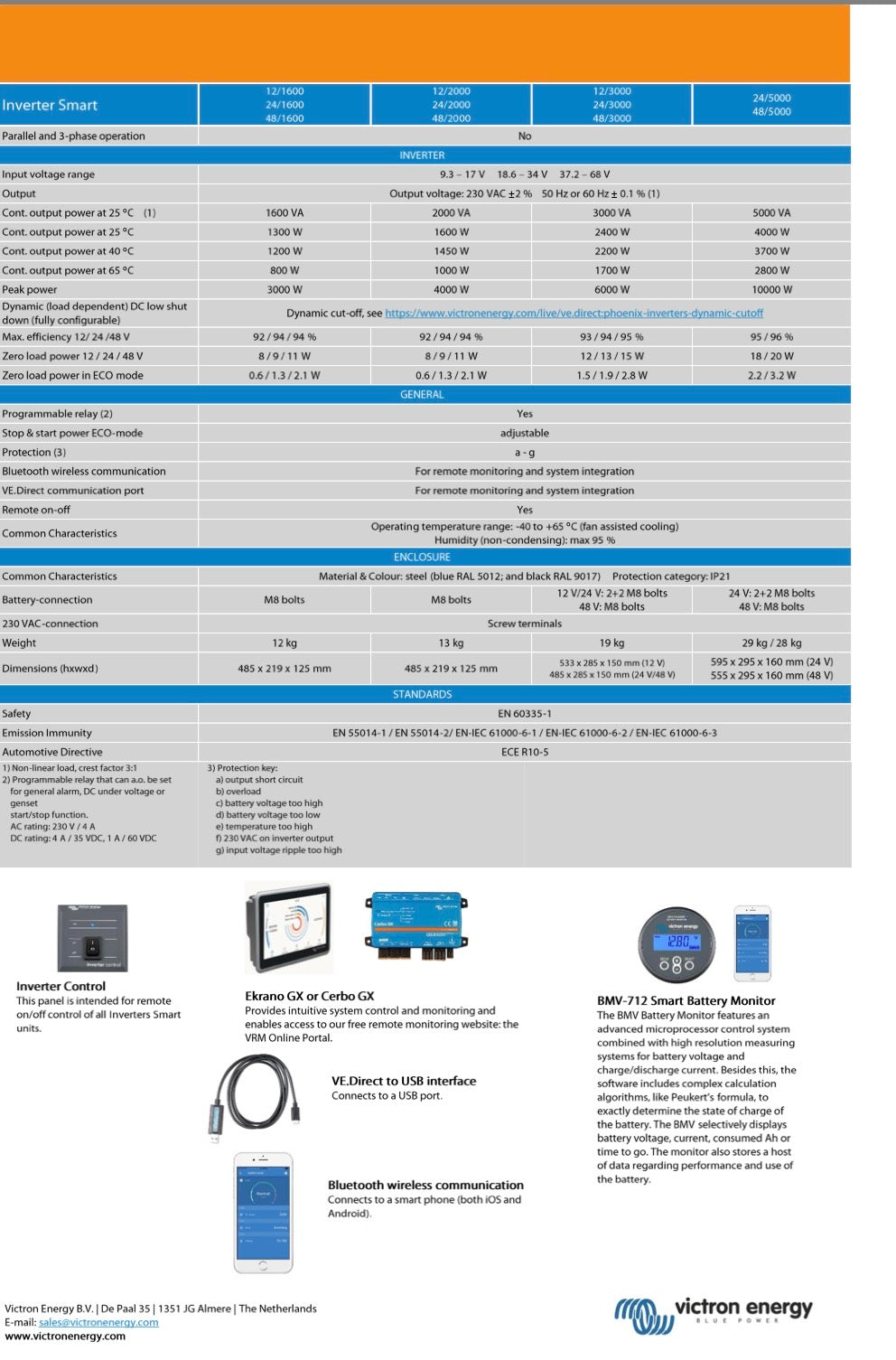 10000 watt surge 48 volt Pure sine wave inverter - Victron Phoenix 5000/48