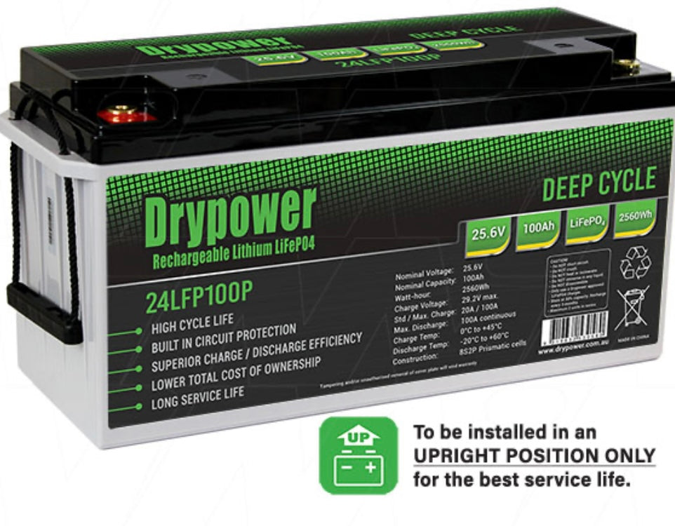 100 Amp/Hour, 24 Volt,Drypower Deep Cycle Lithium Battery