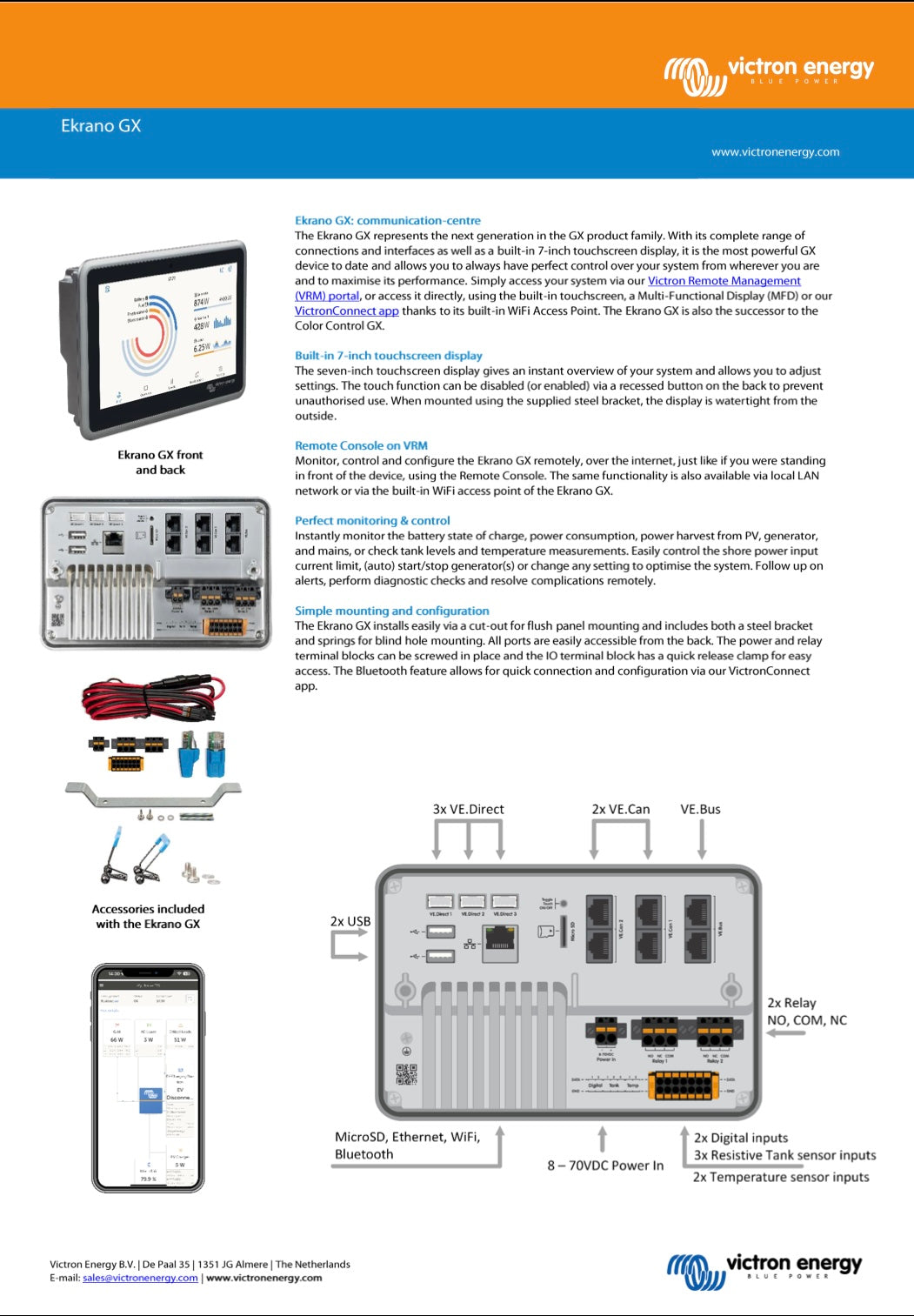 Remote Colour Display for Victron Equipment Ekrano GX