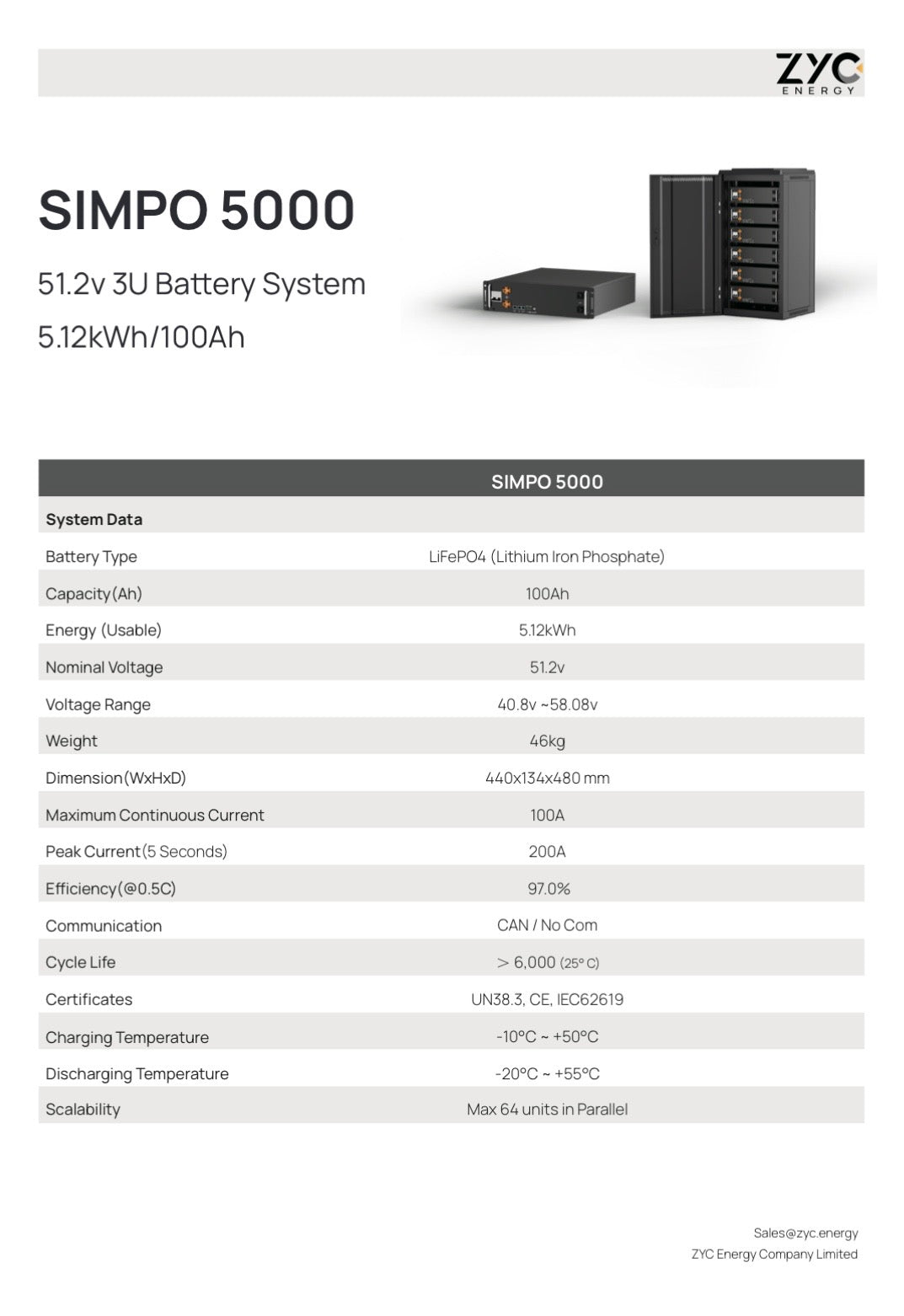100 Amp/Hour, 48 Volt, 5.12 KWH Lithium Battery
